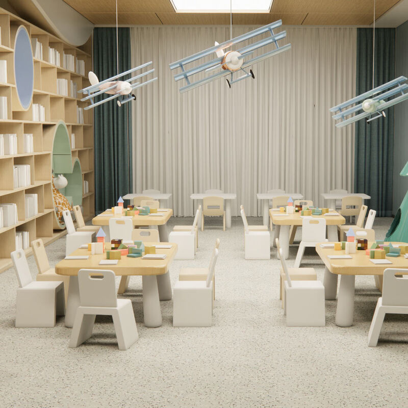 مرکز آموزش اولیه Relle کفپوش ضد لغزش کربورندوم R11 (نسخه پیش دبستانی ضد خراش)