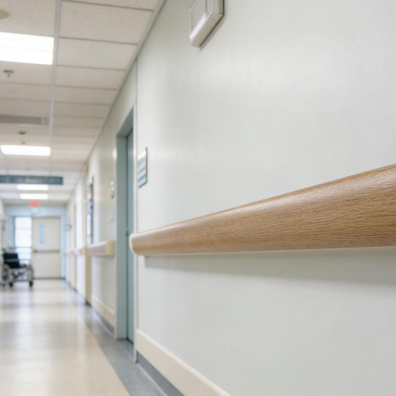 Wood Grain PVC Anti-Collision Handrail with Aluminum Core for Healthcare Facilities